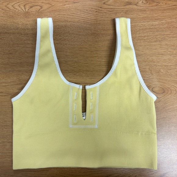Yellow Ribbed Women's Top - Picture 1 of 4